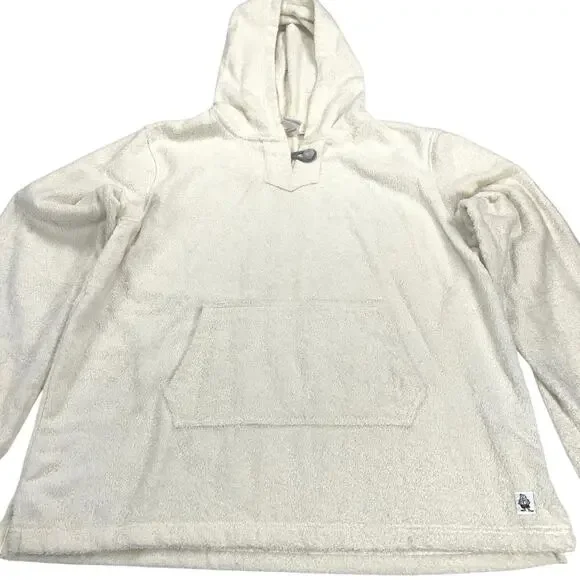 Birdwell Beach Britches Baja Terry Cloth Towel Pullover Hoodie Cream Size 2XL